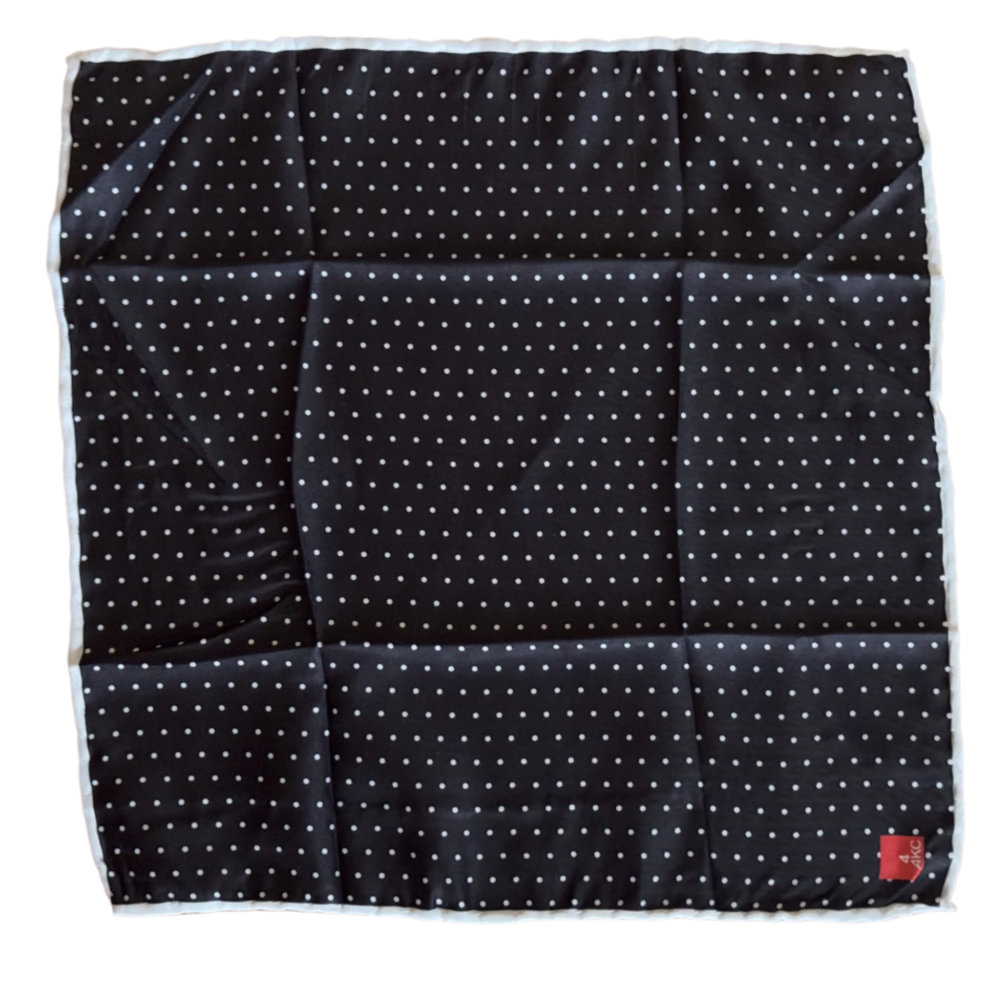 Batistă Neagră cu Buline Albe și Margine Albă