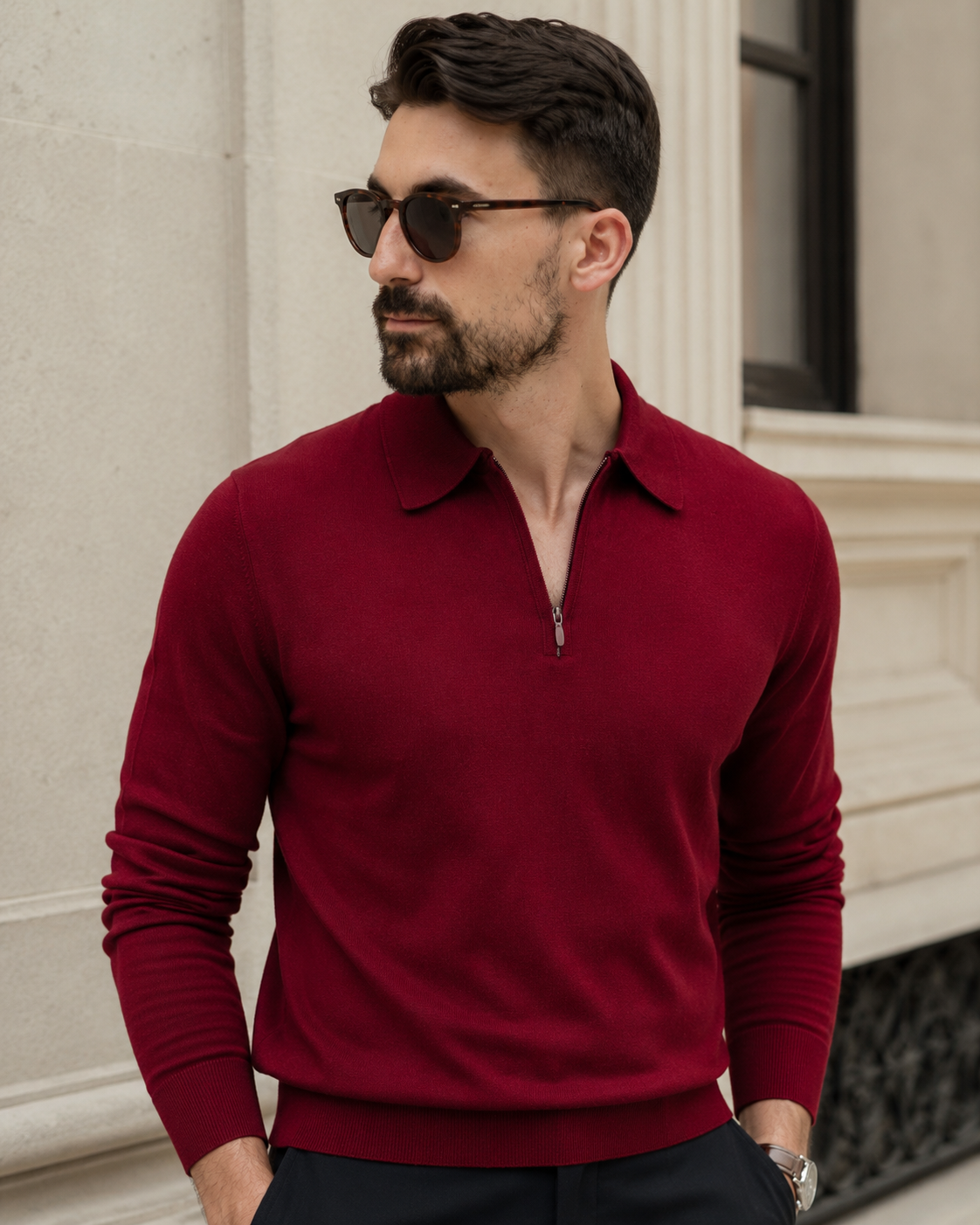 Bluză Fermoar bordo