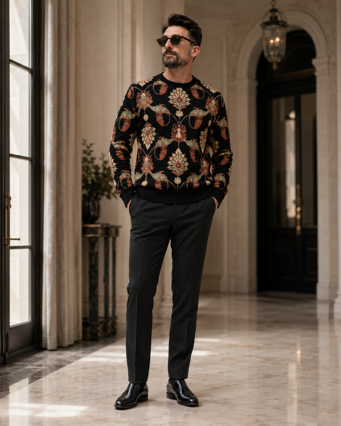 Bluză Otto neagră cu model