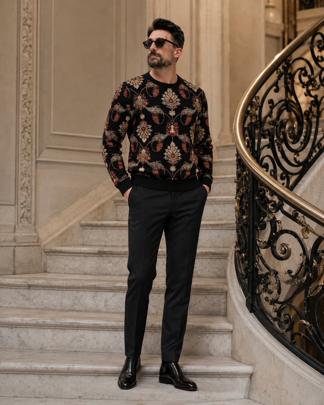 Bluză Otto neagră cu model