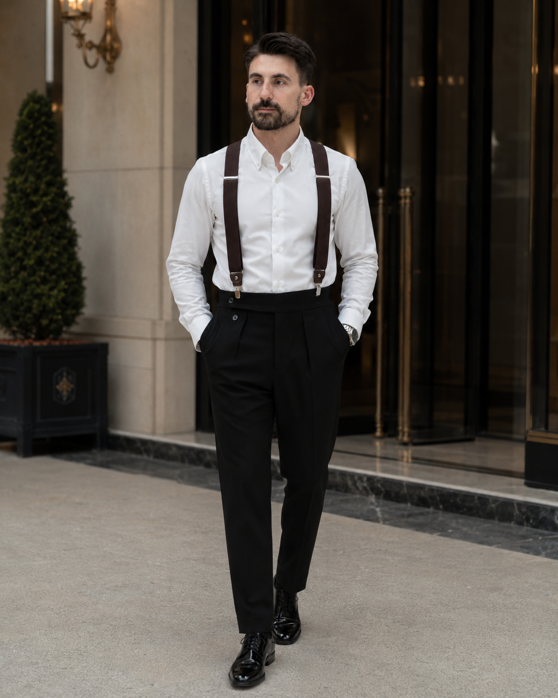 Bretele pentru pantaloni - maro