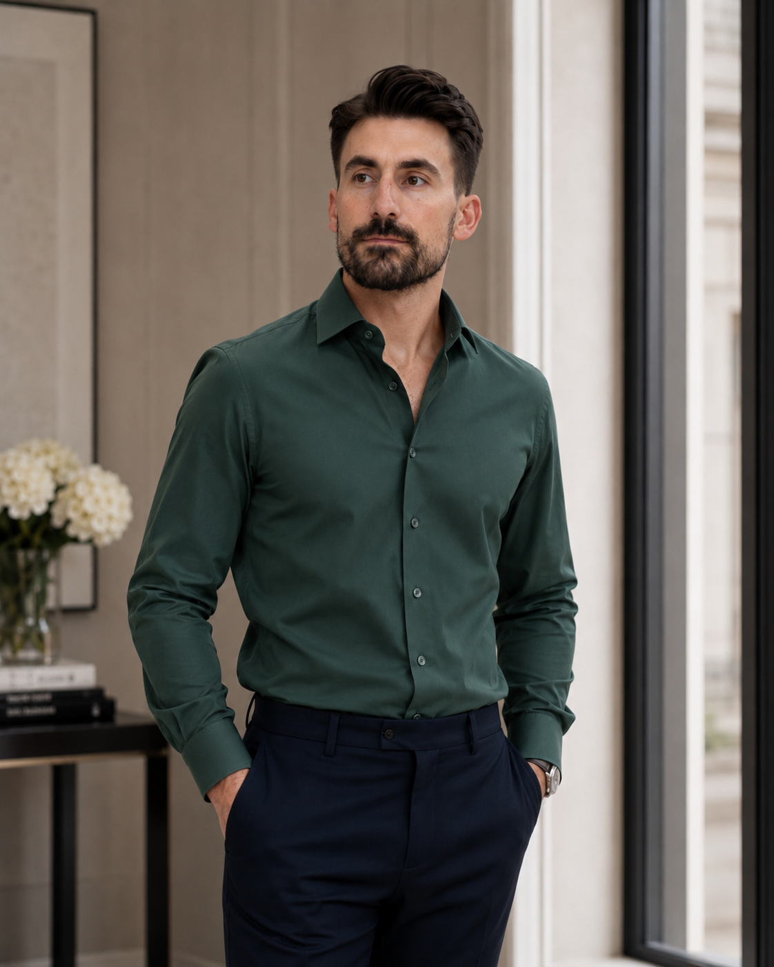 Cămașă Italian verde închis