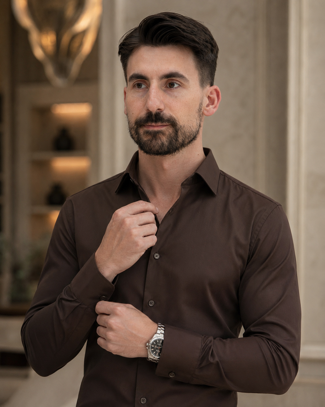 Cămașă Saten maro