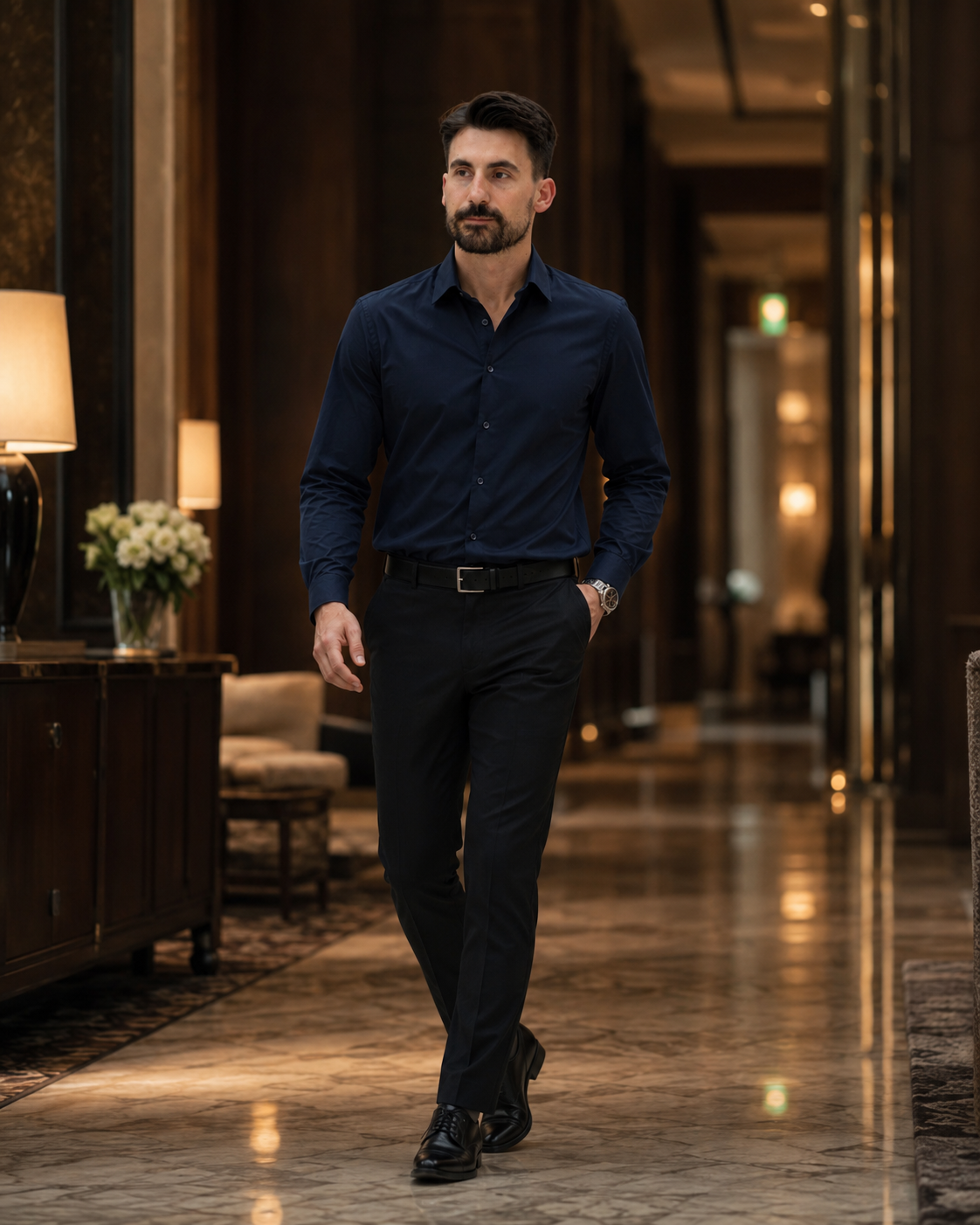 Cămașă Satin din bumbac bluemarin
