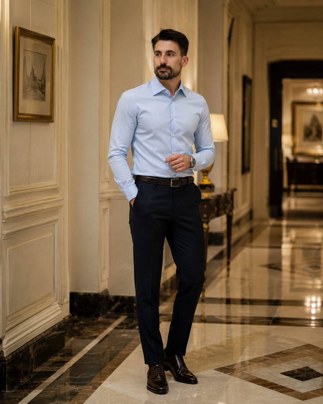 Cămașă din Saten albastră