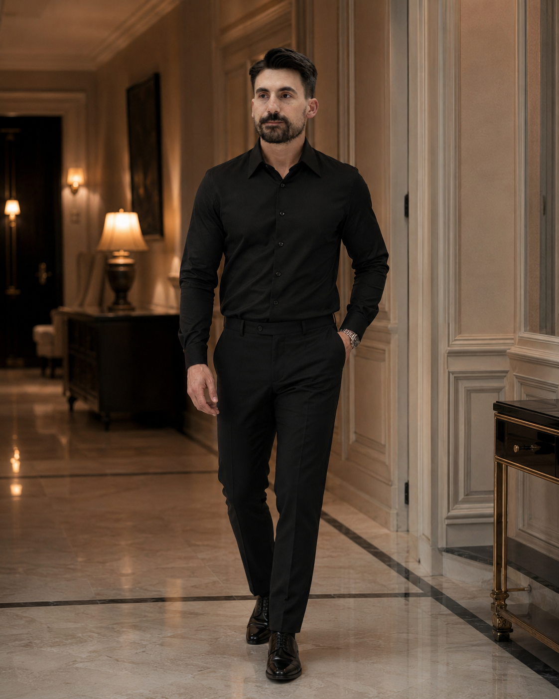 Cămașă din Saten neagră