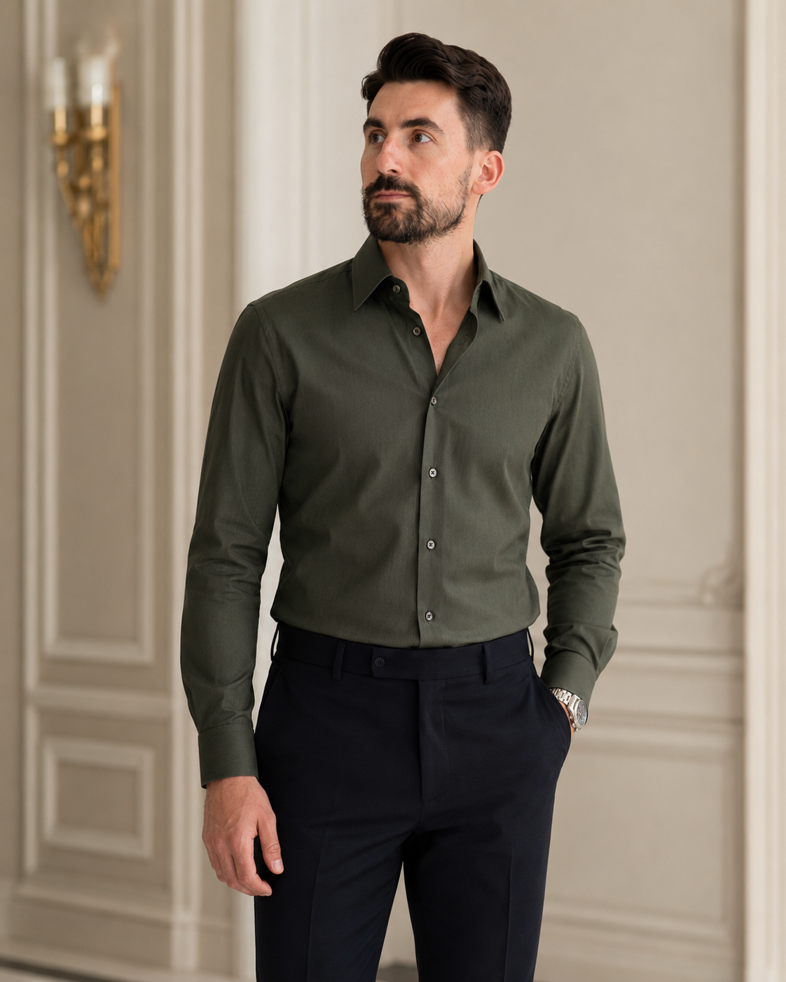 Cămașă din Saten verde