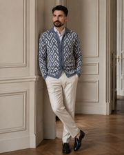Cardigan Flava alb-albastru