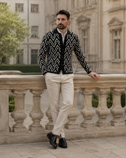Cardigan Flava negru-alb