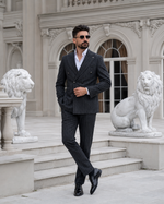Costum Flavio negru cu dungi