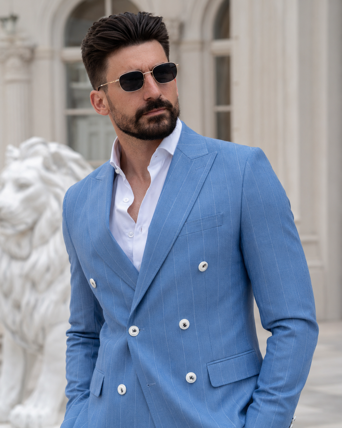 Costum Mai albastru regal