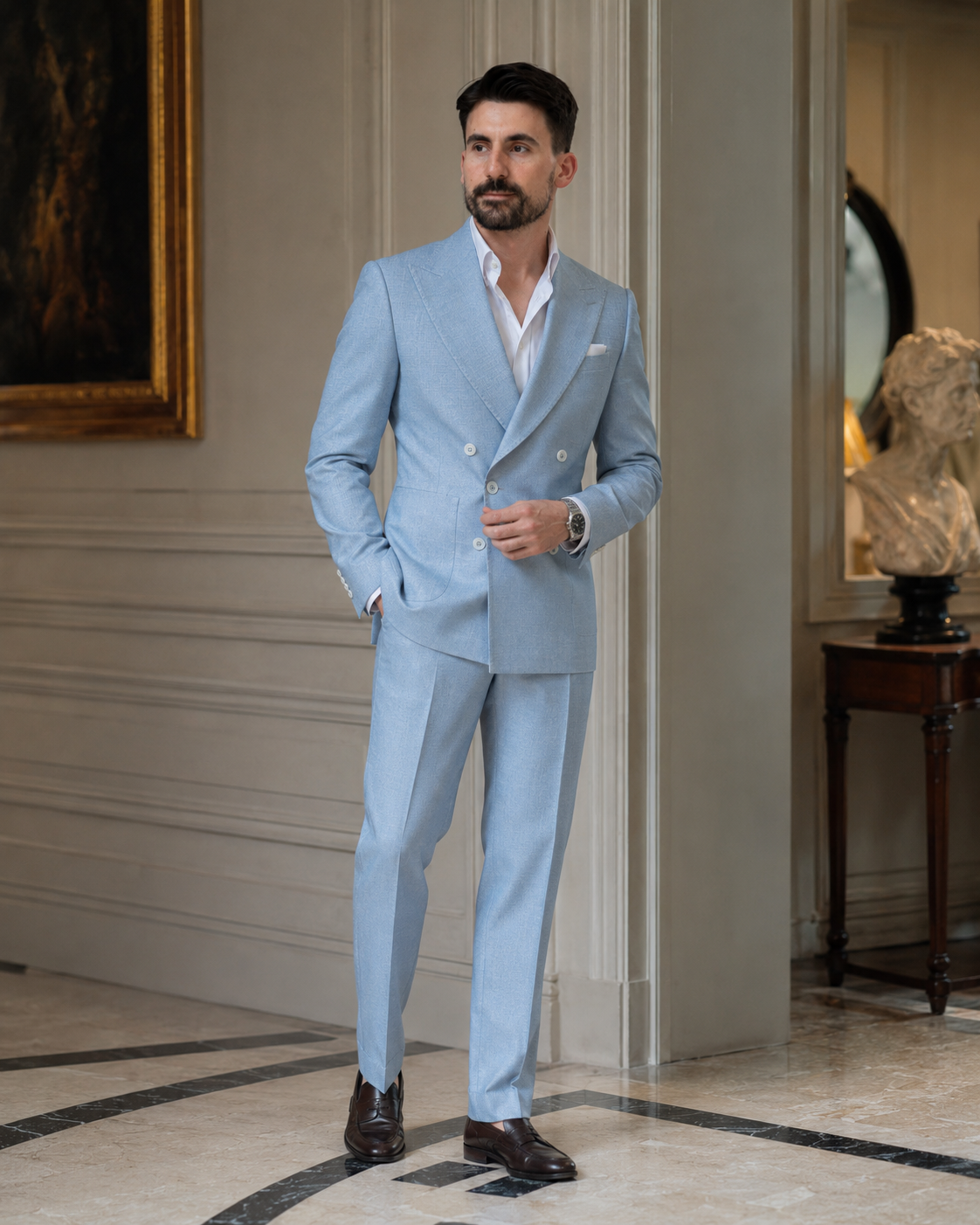 Costum Marc albastru deschis