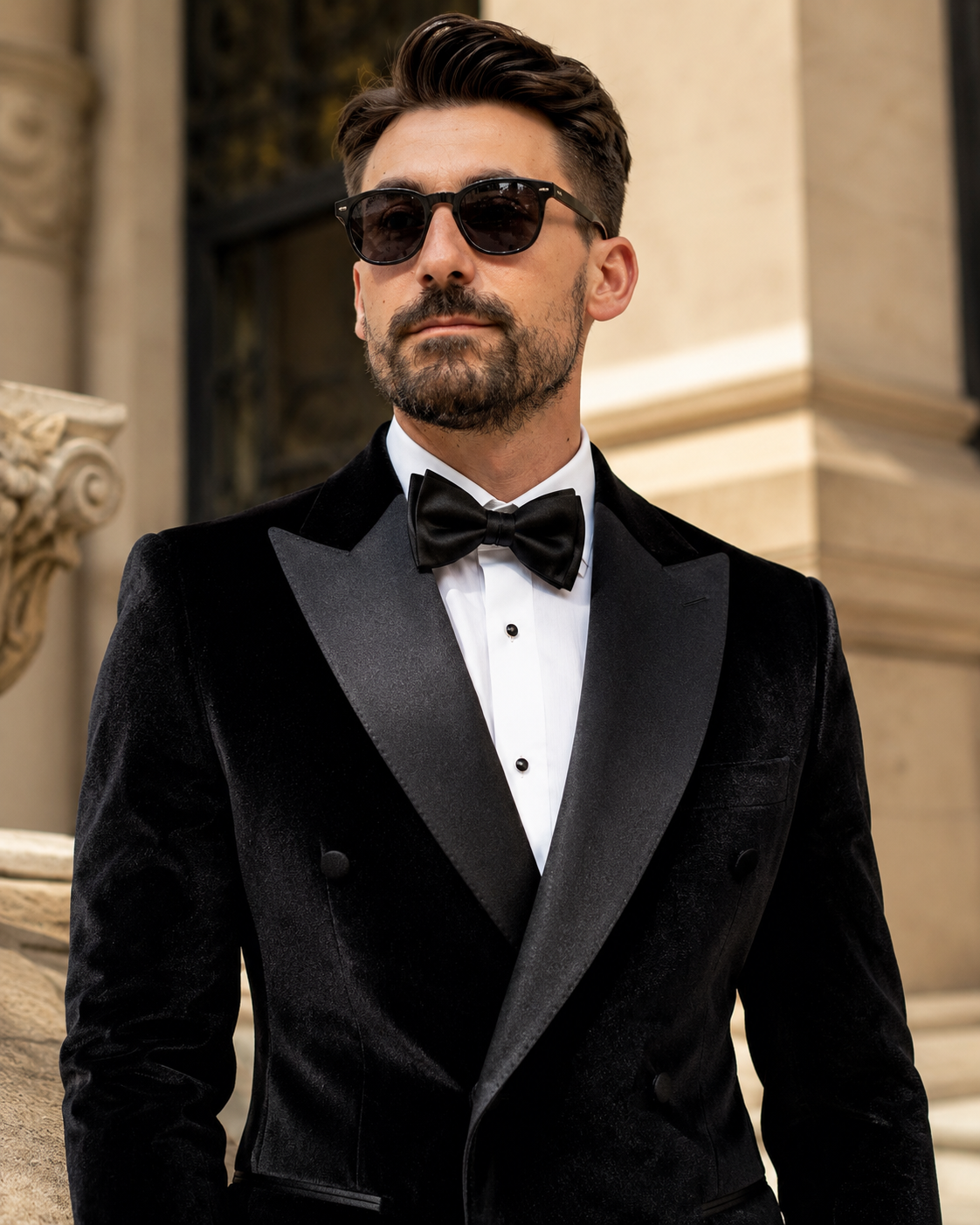 Costum Smokin Ceremonie din catifea negru