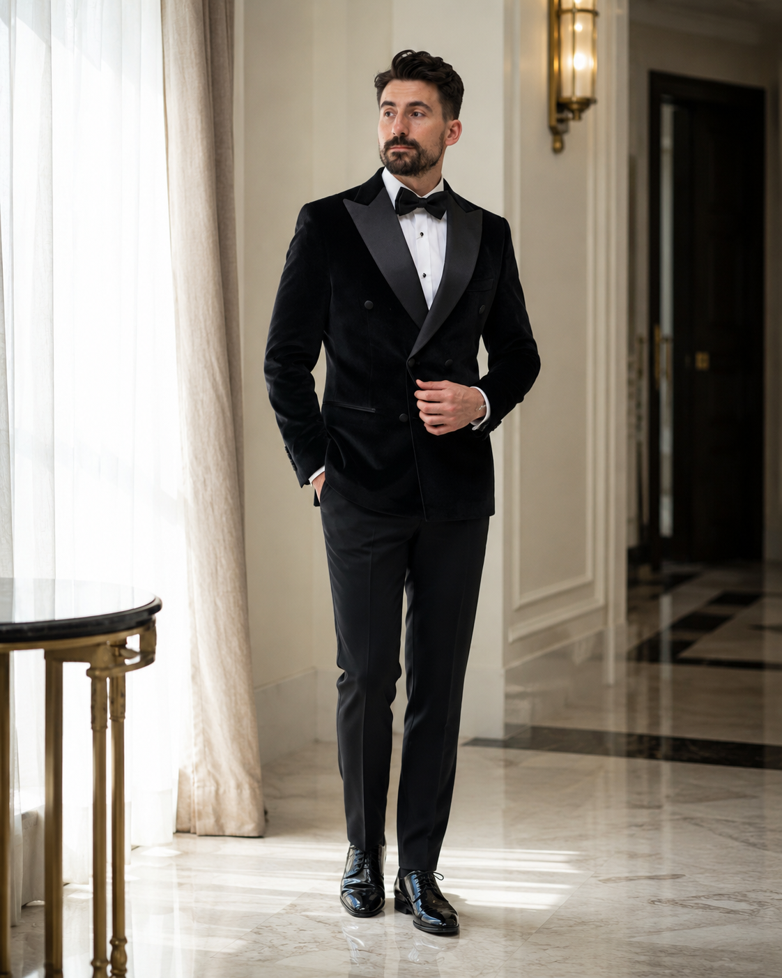 Costum Smokin Ceremonie din catifea negru