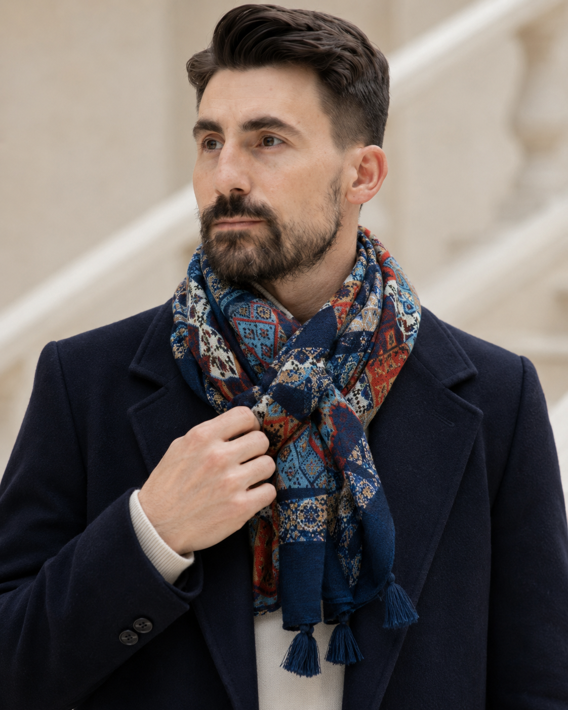 Eșarfă bluemarin cu model