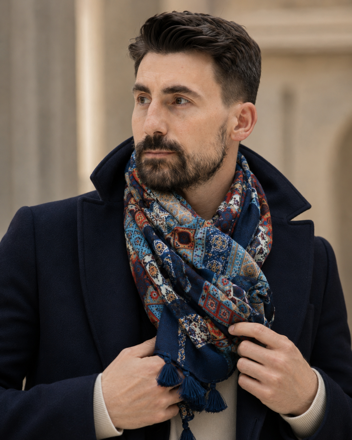Eșarfă bluemarin cu model
