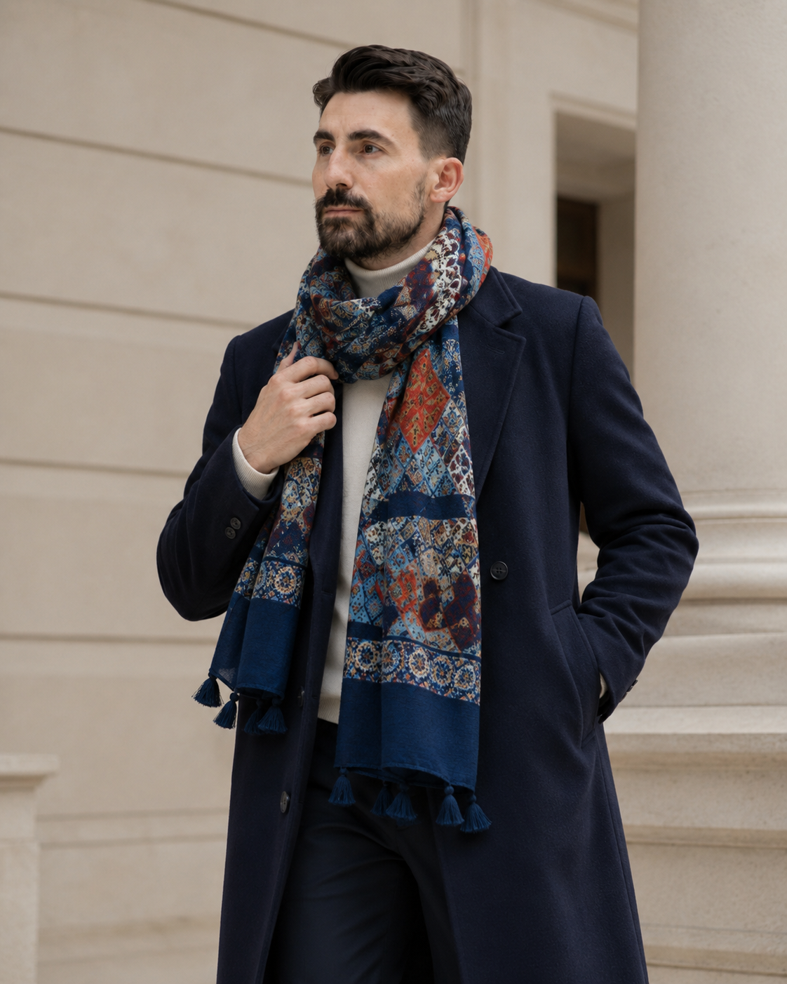 Eșarfă bluemarin cu model