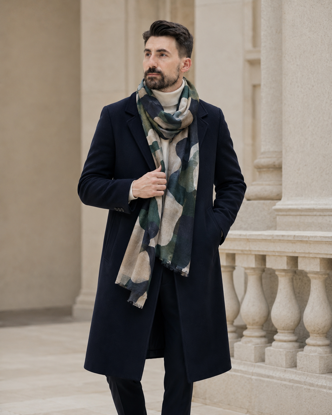 Eșarfă cu model vânătoresc