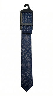 Cravată bluemarin cu model ornamentală