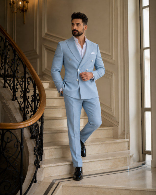 Costum Marc albastru deschis