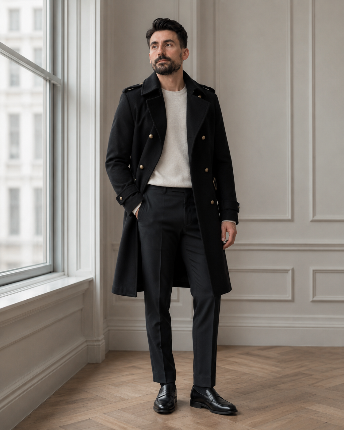 Palton Delmar negru