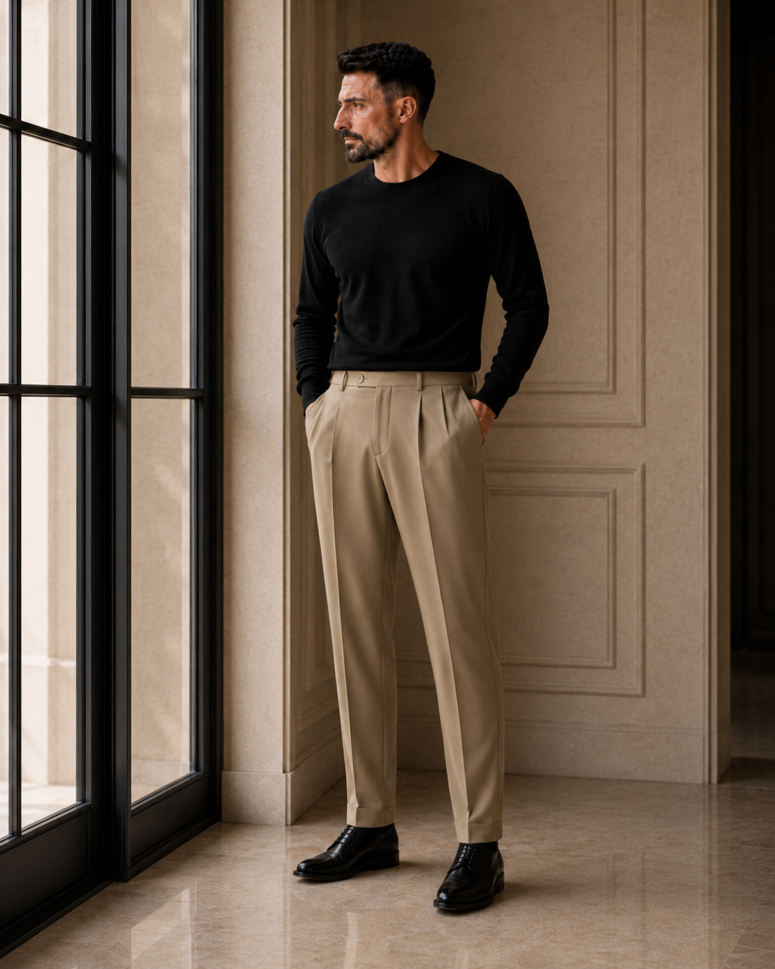 Pantaloni Baggy Kwan crem