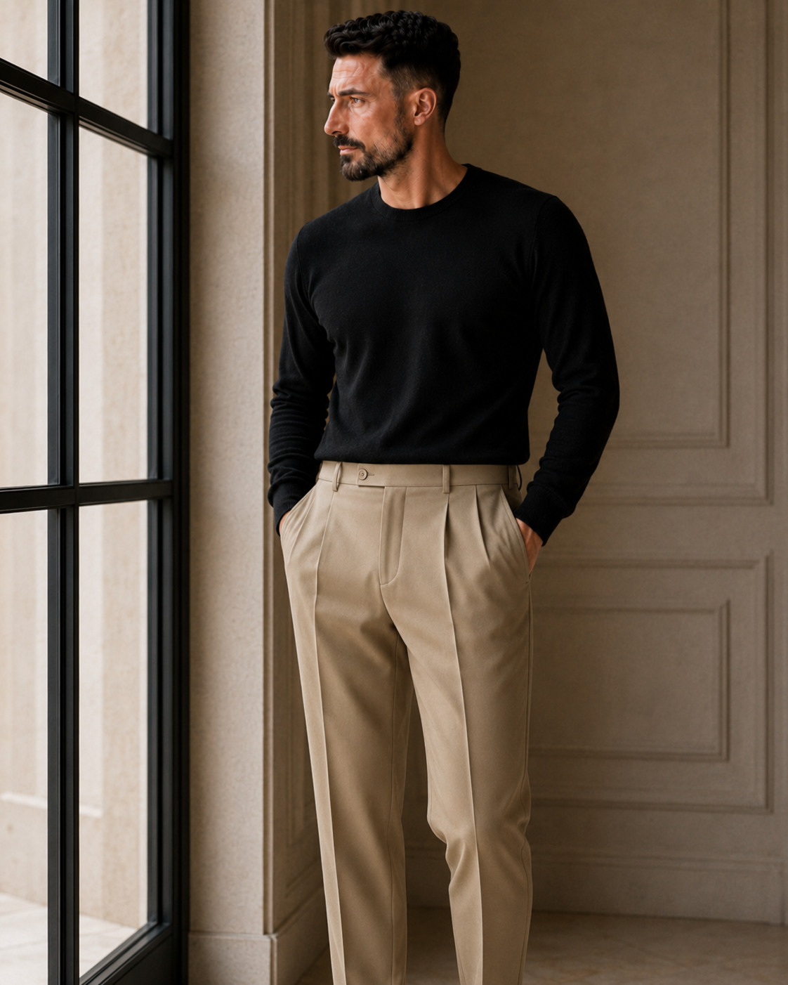 Pantaloni Baggy Kwan crem