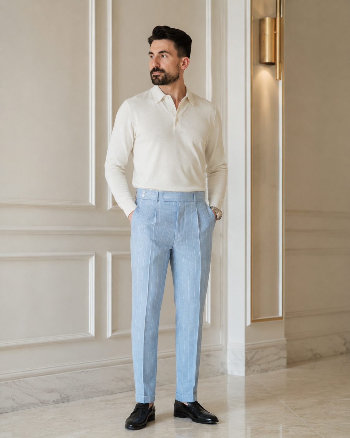 Pantaloni Callisto albastru deschis