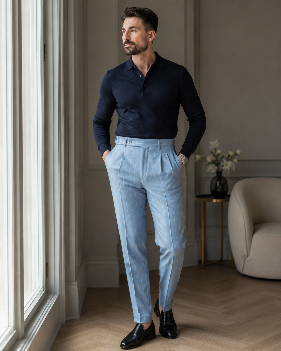 Pantaloni Callisto albastru deschis