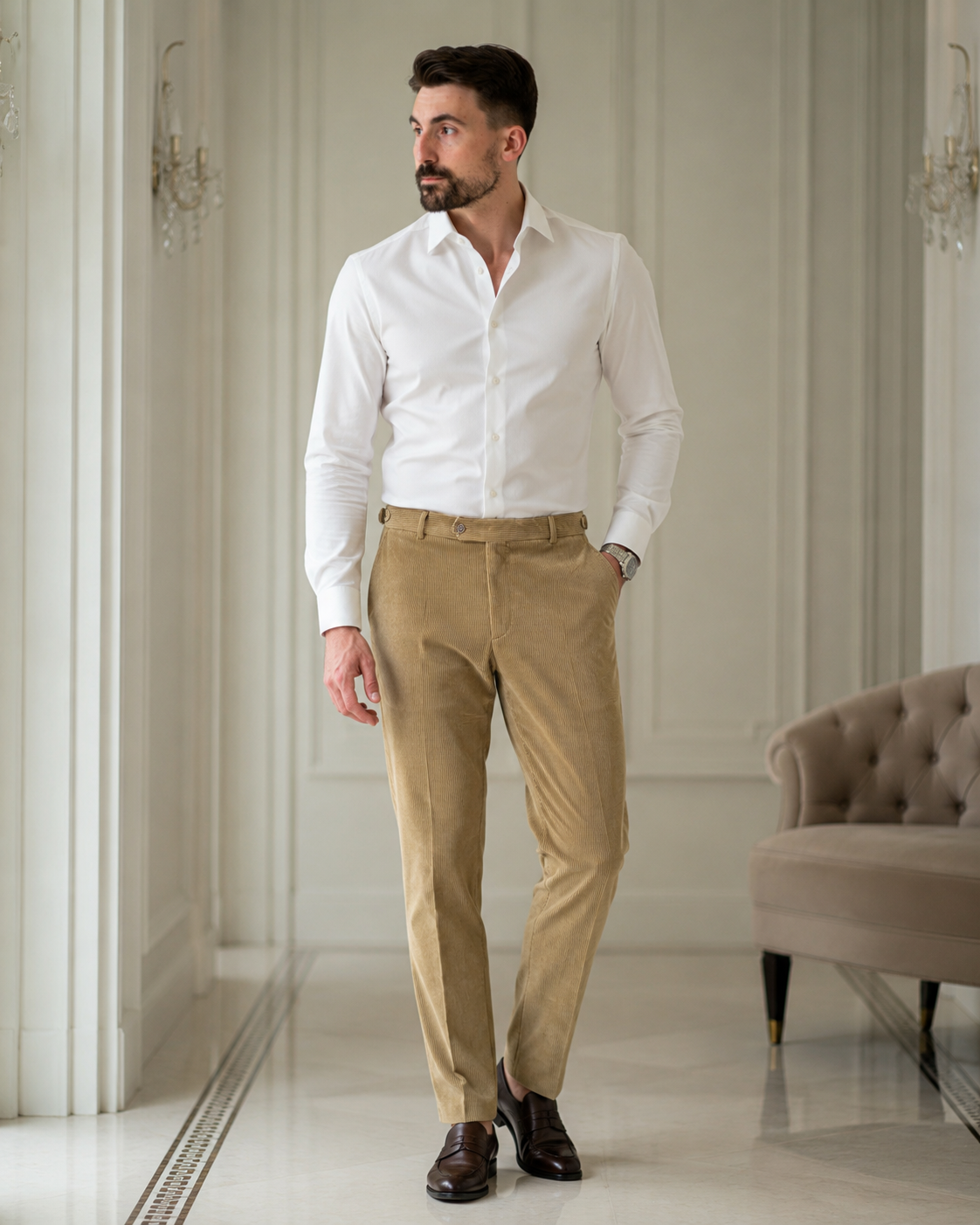 Pantaloni Fitilli Catifea maro