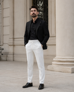 Pantaloni Kemerli alb