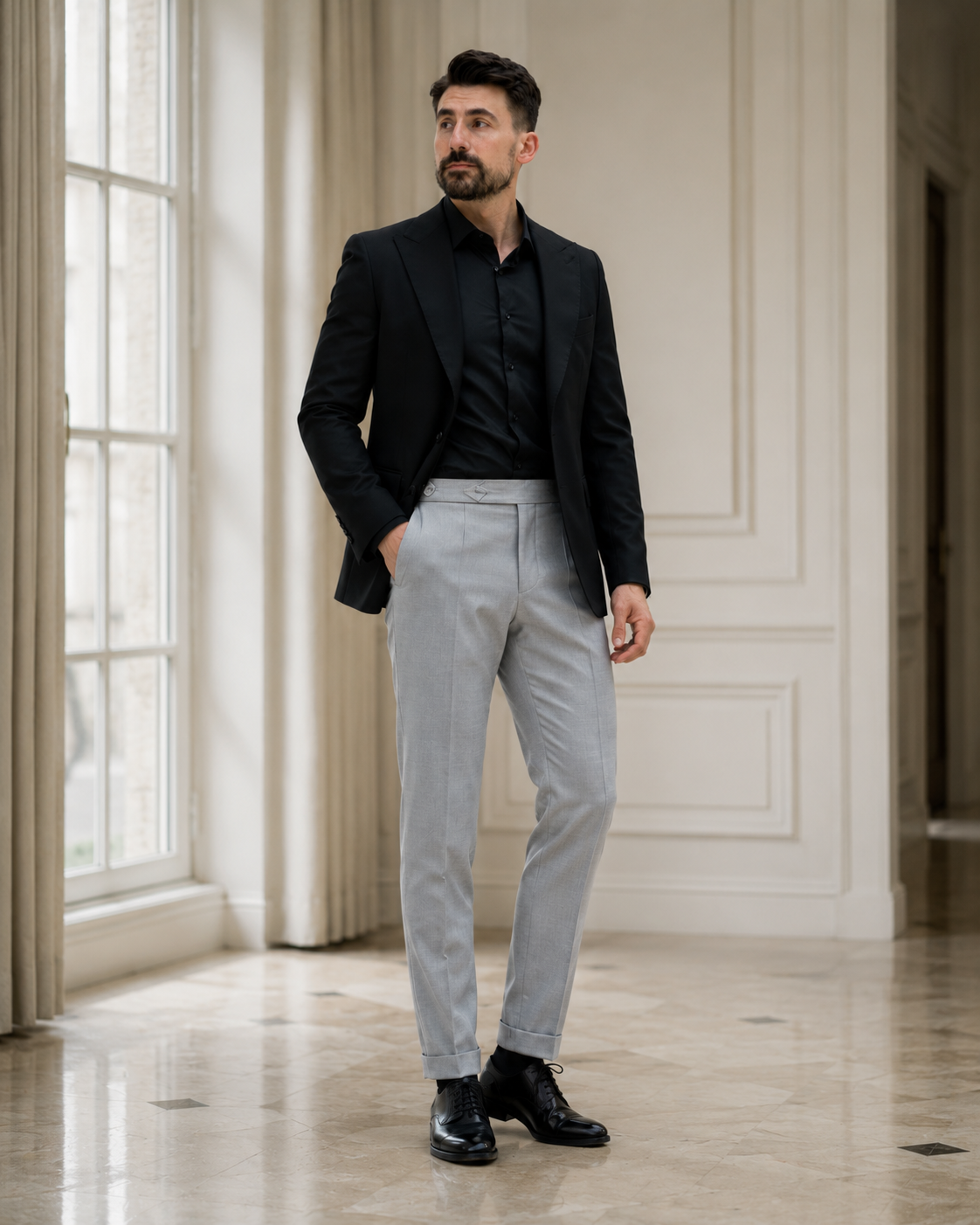 Pantaloni Pleated gri