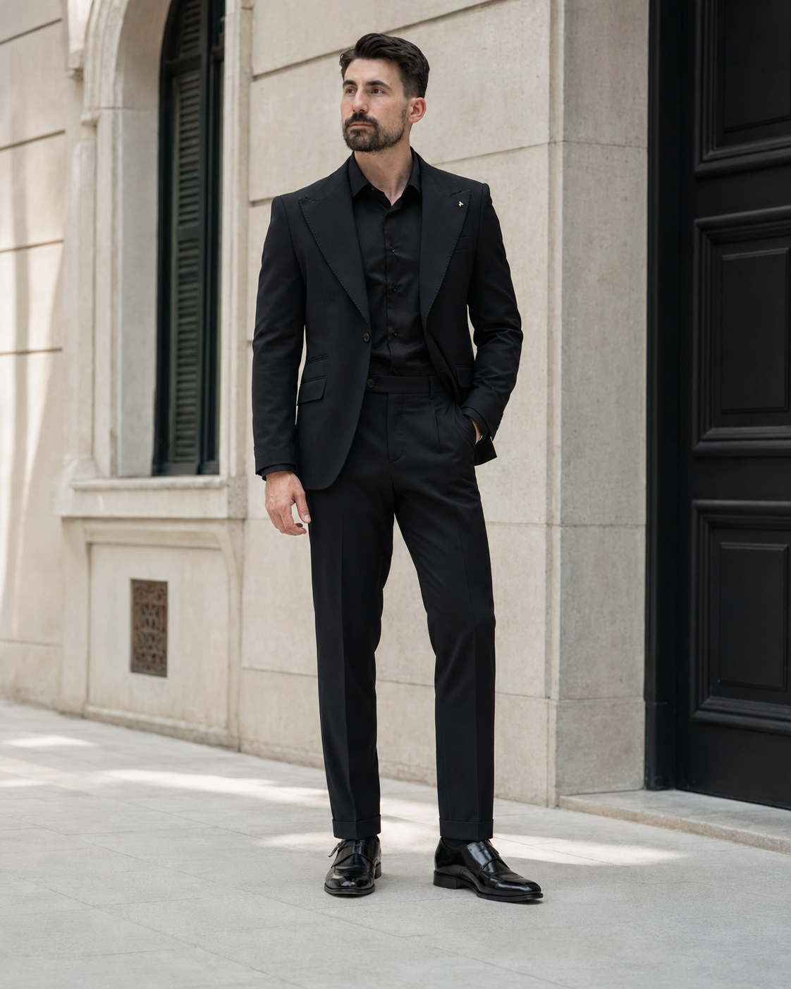 Pantaloni Pleated negru
