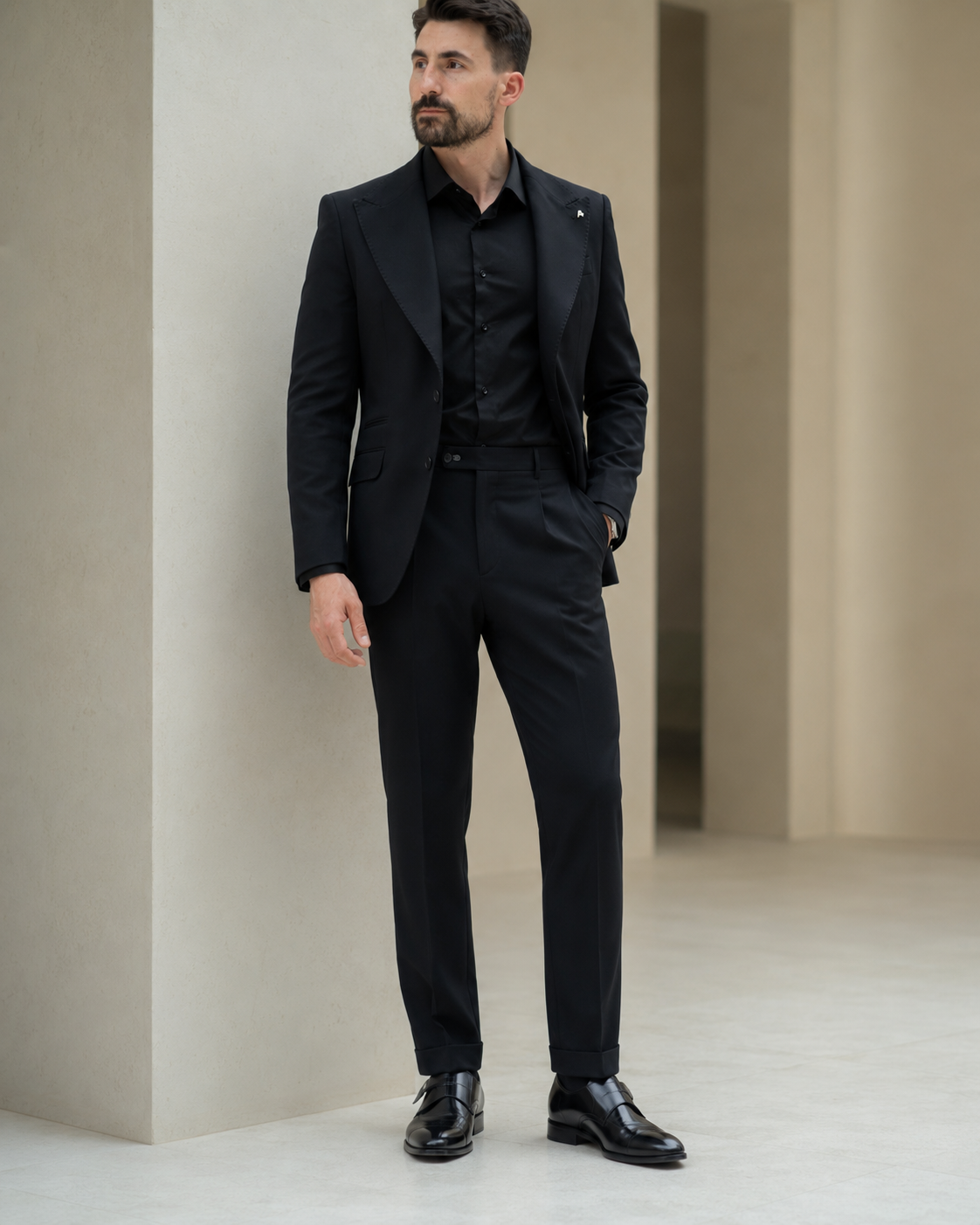 Pantaloni Pleated negru