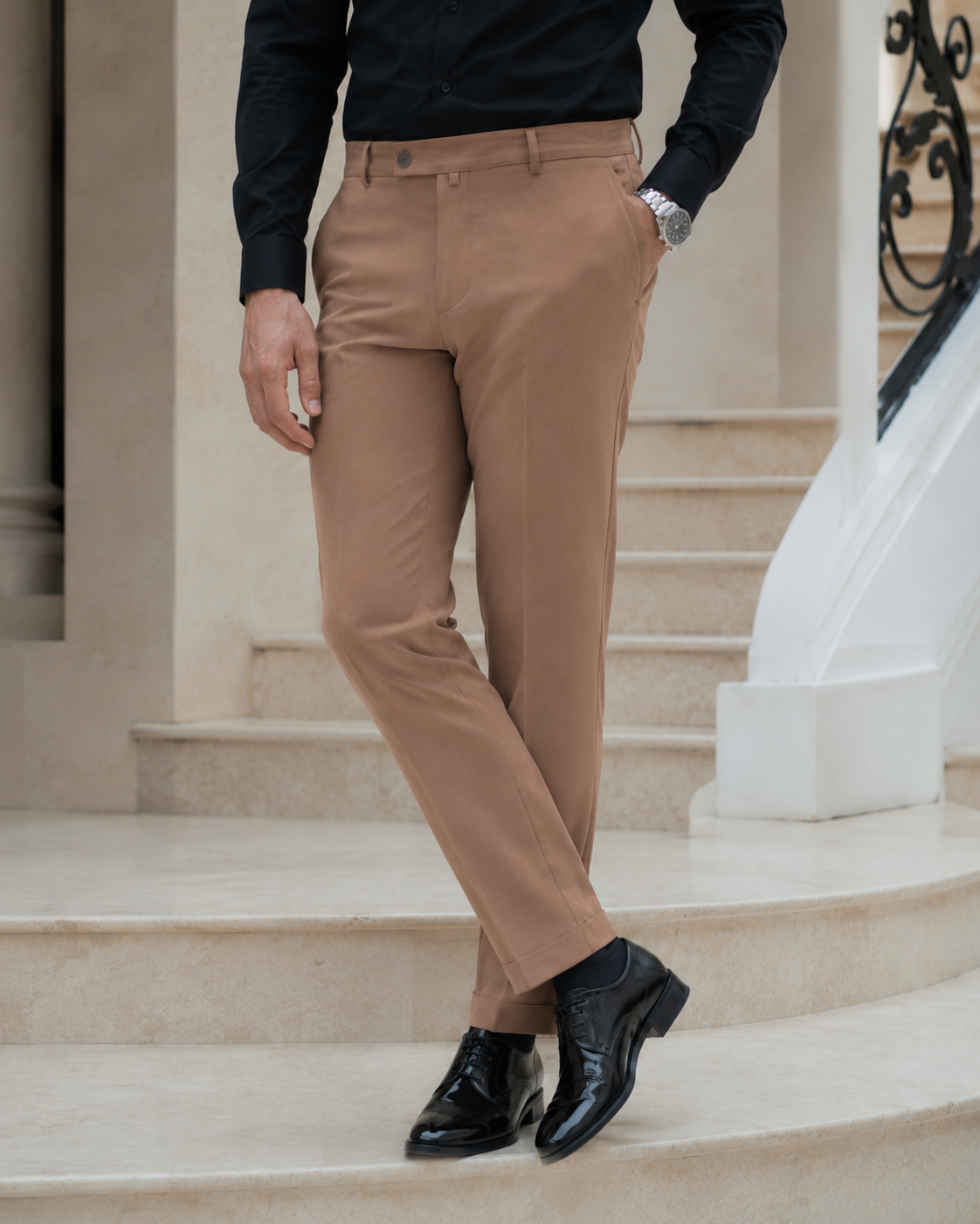 Pantaloni Timeless maro deschis