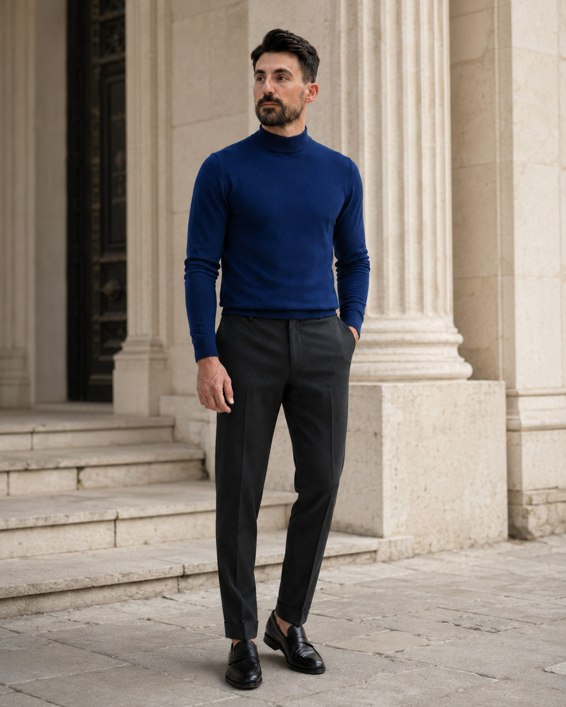 Pulover Bogaz albastru