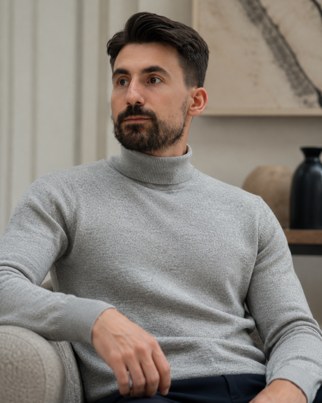 Pulover Bogaz gri deschis