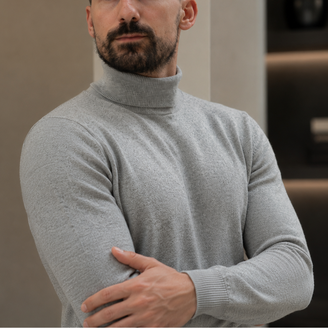 Pulover Bogaz gri deschis