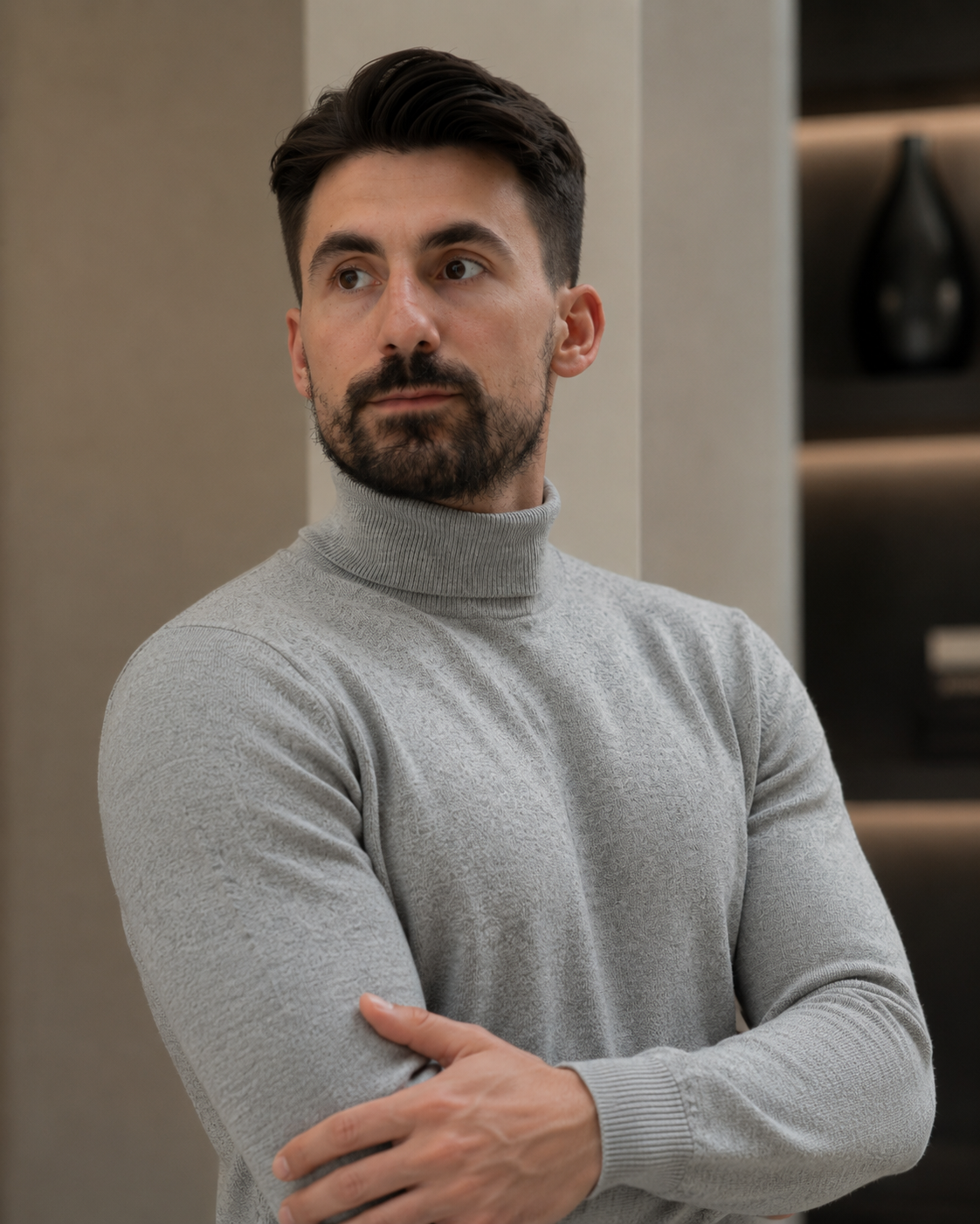 Pulover Bogaz gri deschis