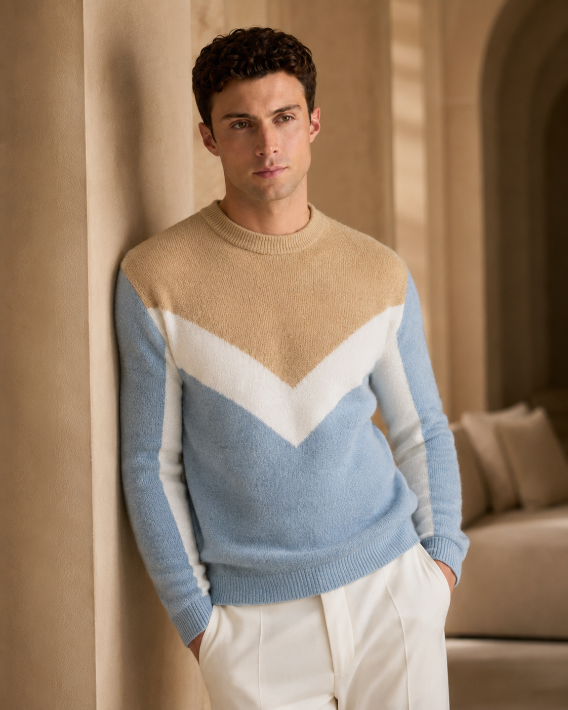 Pulover Modern albastru-galben