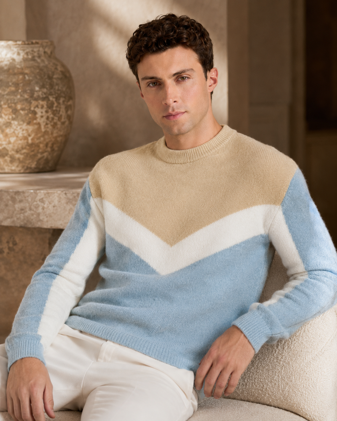 Pulover Modern albastru-galben