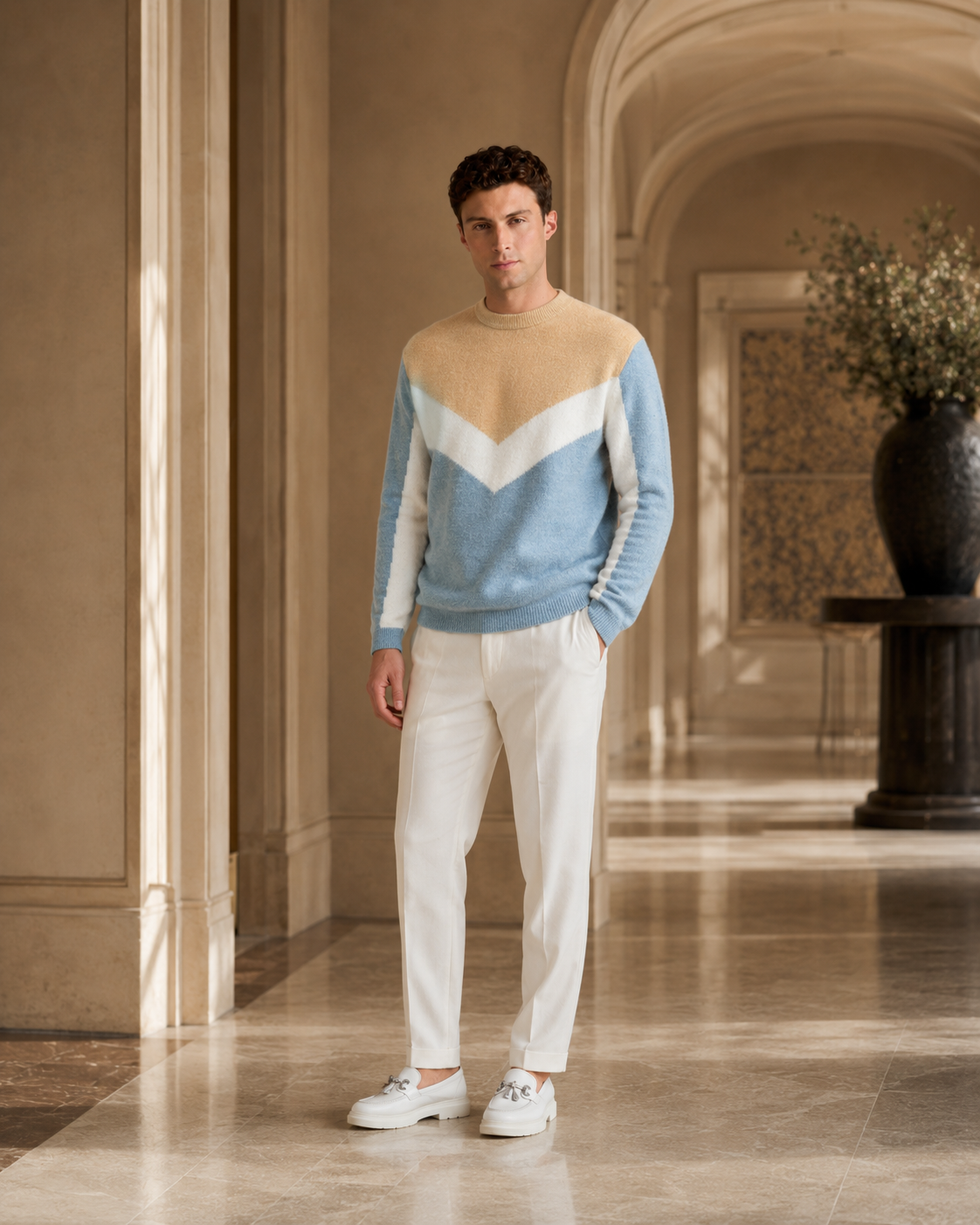 Pulover Modern albastru-galben