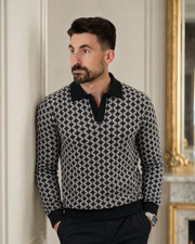 Pulover Poet negru cu design geometric