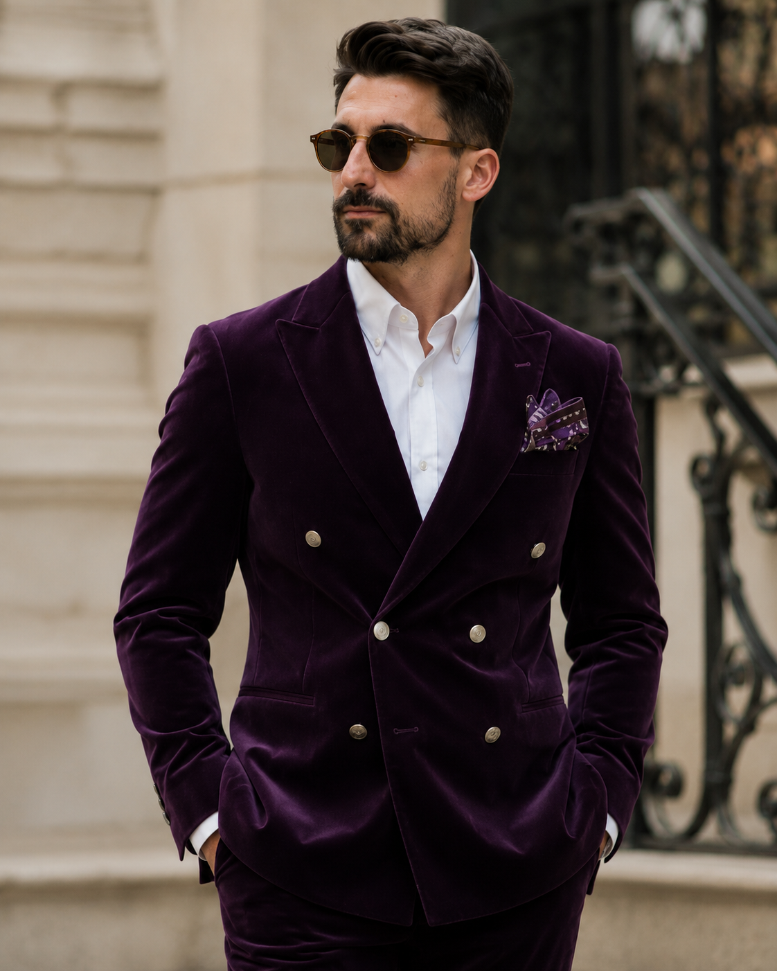 Sacou Velvet bordo