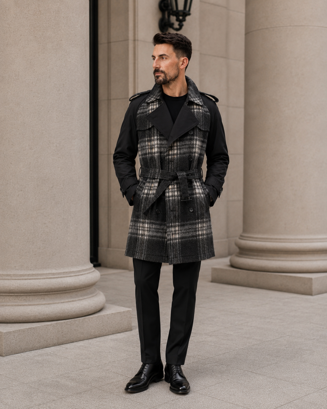 Trenchcoat Ralph din Lână negru-alb
