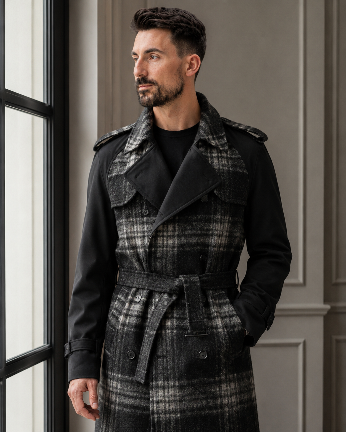 Trenchcoat Ralph din Lână negru-alb