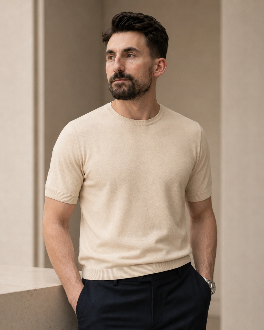 Tricou Rayon bej