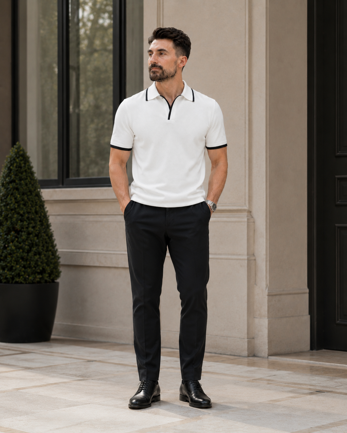 Tricou Filamente Alb cu Negru