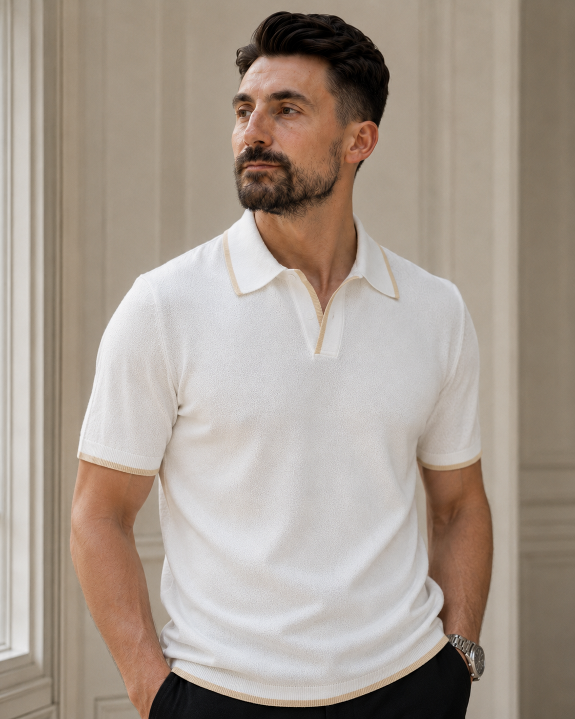 Tricou Filamente alb-crem