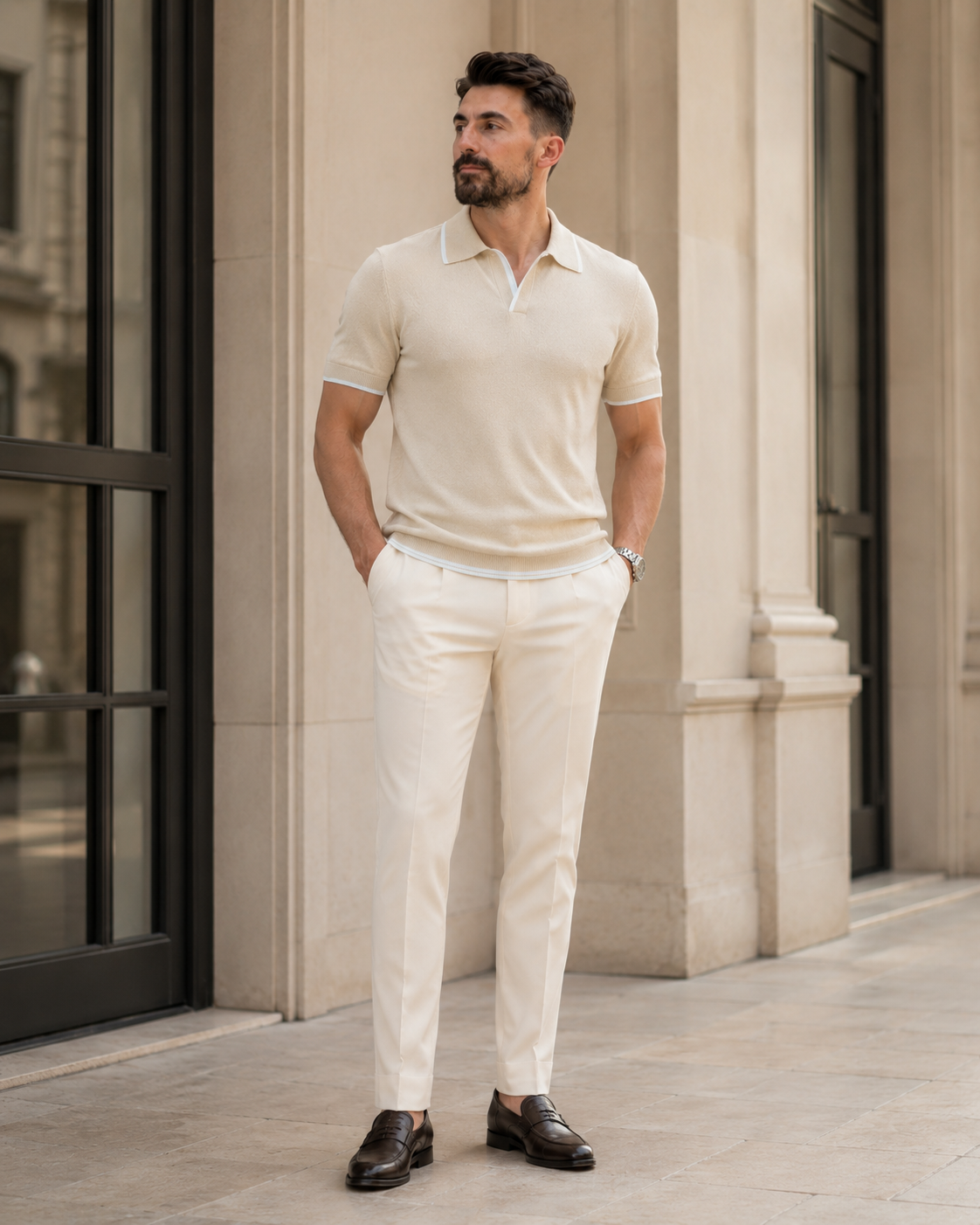 Tricou Filamente crem-alb